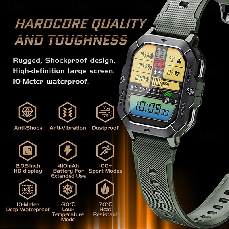 C28 Smart Watch 2.02 inch Smartwatch Fitness Running Watch Bluetooth ECG+PPG Pedometer Call Reminder Compatible with Android iOS Women Men Long Standby Hands-Free Calls Waterproof IP 67 46mm Watch - Main Image