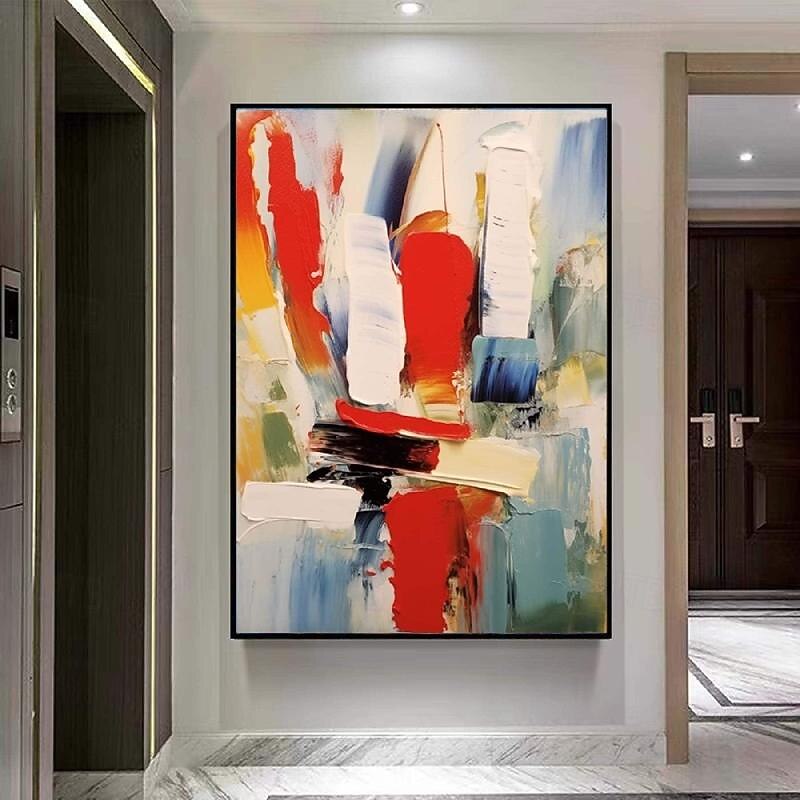 Red orange large painting Hand painted Palette knife abstract painting Colors abstract wall art modern abstract canvas large canvas art acrylic painting for wall decoration picture2