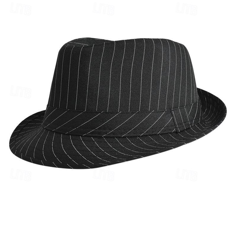 Men's Kentucky Derby Hat Sun Hat Party Hat Dress Hat Black White Cotton Fashion Casual Street Daily Stripes Sunscreen Breathable