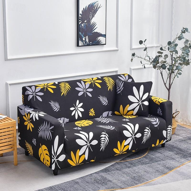 Sofa Cover Elastic Sofa Slipcover Geometric Floral Series Printed Pattern Furniture Protector L-Shaped for Bedroom Office Living Room Home Decor 18