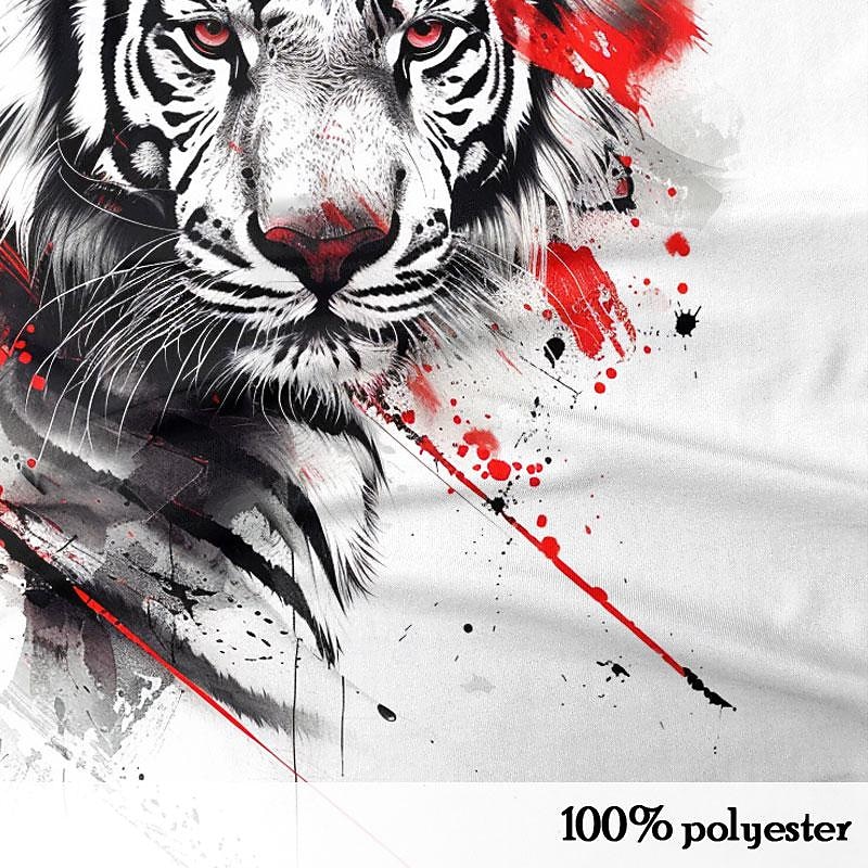 Men's Tiger Polo Shirts Golf Shirt Short Sleeve Polo Shirts Collared Shirts Funny Streetwear Vacation Wear Party Outfits Buttons 3D Print Spring & Summer White3