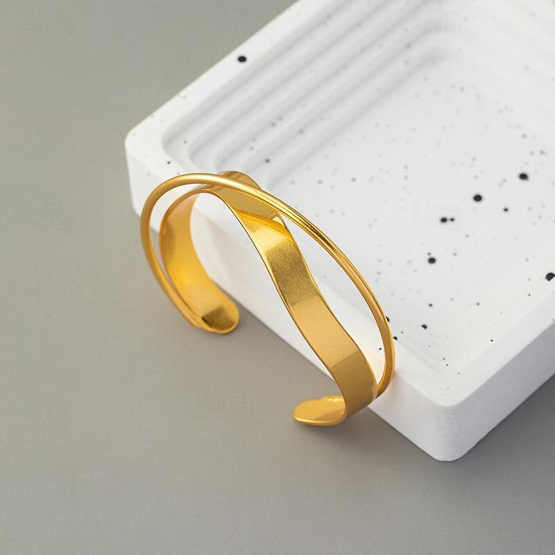 Doppel-layer  Cross Wire Bangle Open Bracelet4