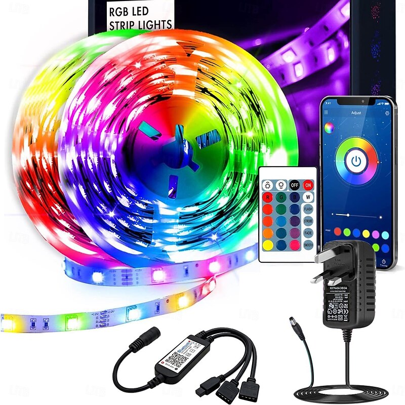 LED Strip Light Kit 16.4-65.6 ft Intelligent Bluetooth   APP Controlled RGB Music Synchronized Color Changing with Timed DIY Bedroom Decoration for Holiday Party Bedroom Children's Room Decoration4
