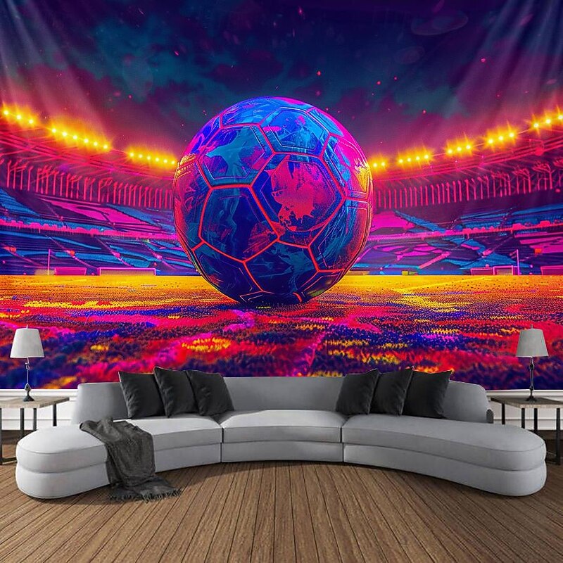 UEFA EURO 2025 Blacklight Tapestry UV Reactive Glow in the Dark Majestic Stadium Football Trippy Misty Hanging Tapestry Wall Art Mural for Living Room Bedroom4