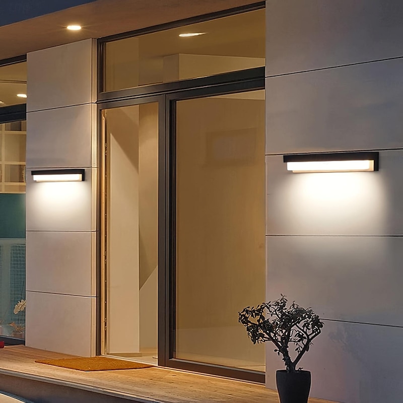 Outdoor Solar Wall Light, Dusk to Dawn Solar Light with 3 Lighting Modes, Wireless Exterior Solar Porch Light, Wall Mounted Patio Fence Outdoor Light Fixture