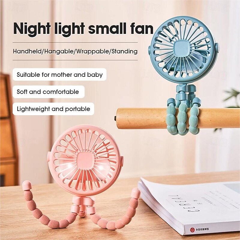 Octopus Fan Easy to Carry Multi-Functional Folding Office Desktop Outdoor Camping Stroller Handheld Fan Baby Stroller Fan Hand Held Bicycle Portable FanVentilator Silent Outdoor Cooler Neck Fan