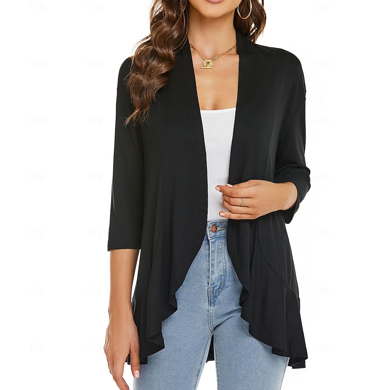 Shawls Women's Wrap Shrug Elegant Bridal 3/4 Length Sleeve Polyester Wedding Wraps With Pure Color For Party Spring & Summer2