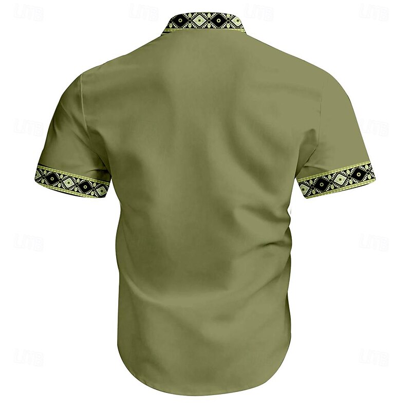 Men's Southwestern Print Button Up Shirt Printed Shirts Short Sleeve Hawaiian Resort Vacation Holiday Daily Wear Summer Standing Collar Print Button-Down Blue Brown Green2