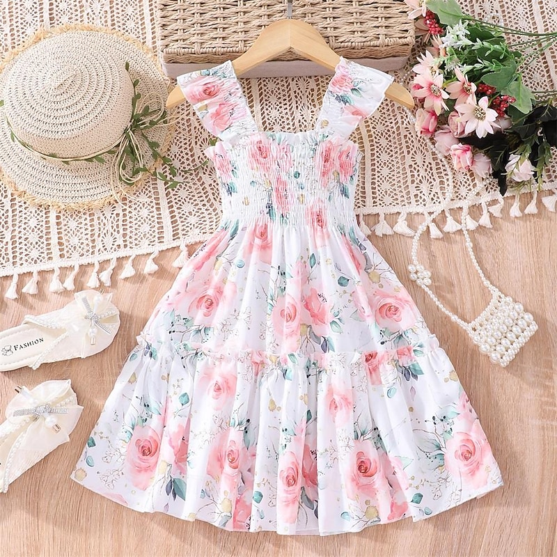 Girl Dress Soft Sleeveless Love Print Princess Dresses for Kids Summer Girls Clothes Children Birthday Party Ball Dress3