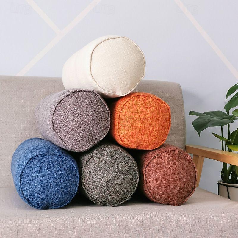 Round Neck Pillow Cover Roll Cervical Support Pillows Cover Neck Pain Relief Cylinder Bolster Cover for Sleeping, Chair, Car, Sofa