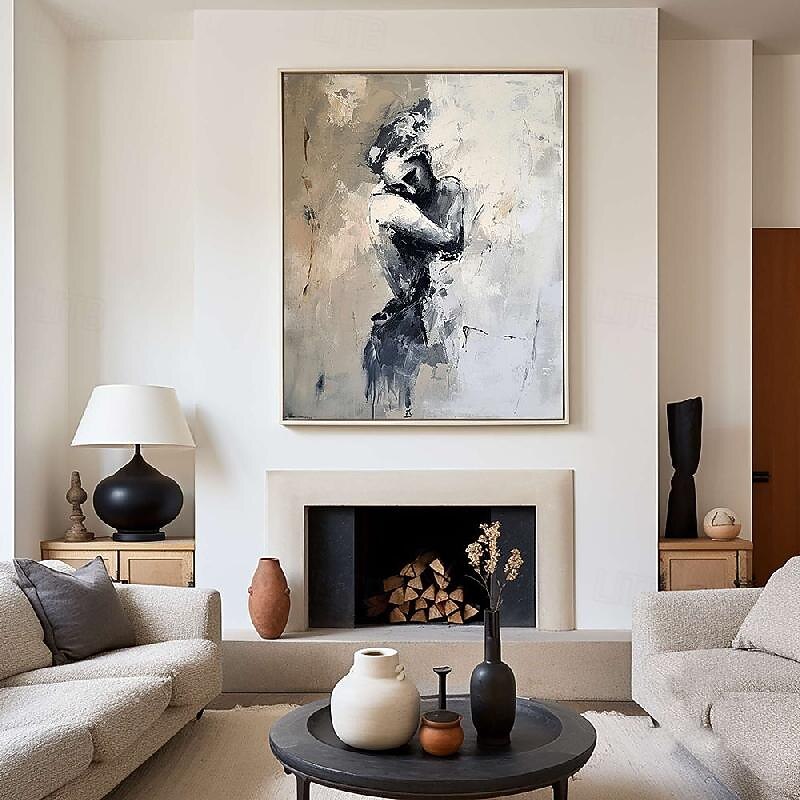 Hand painted Abstract Lady Framed Woman painting hand painted lovers oil painting lady dancers painting Wall Art Woman face Canvas Art Faceless Portrait Painting Lovers' decor oil painting artwork2