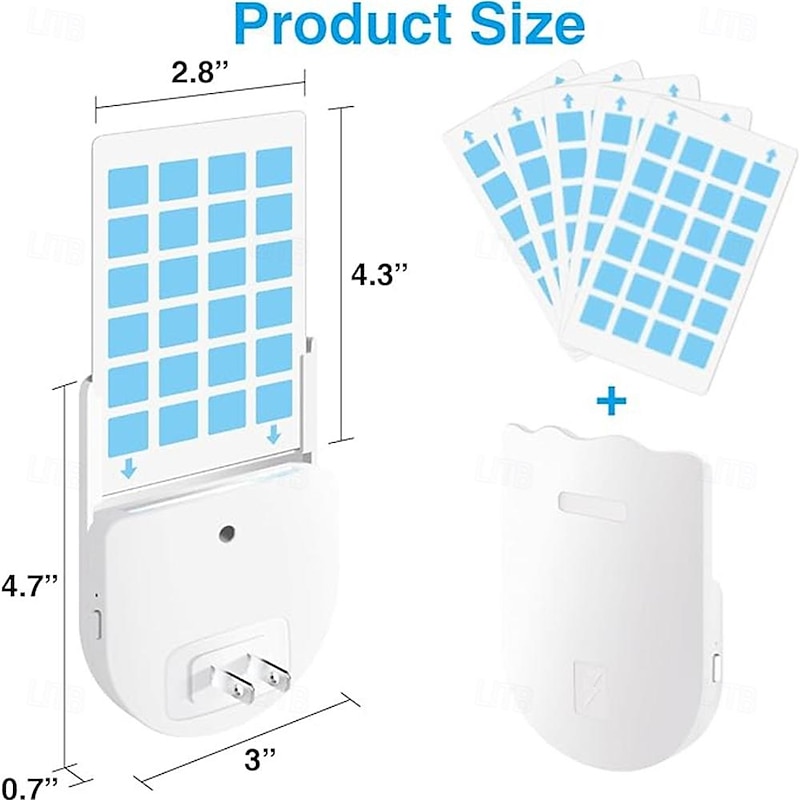 Bug Zapper Indoor Plug-in Mosquito Killer Flying Insect Trap for Flies Fruit Flies Moths & Gnats with Adjustable Brightness UV Attractant Catcher & Night Light 1 Device  5 Glue Card Refills3