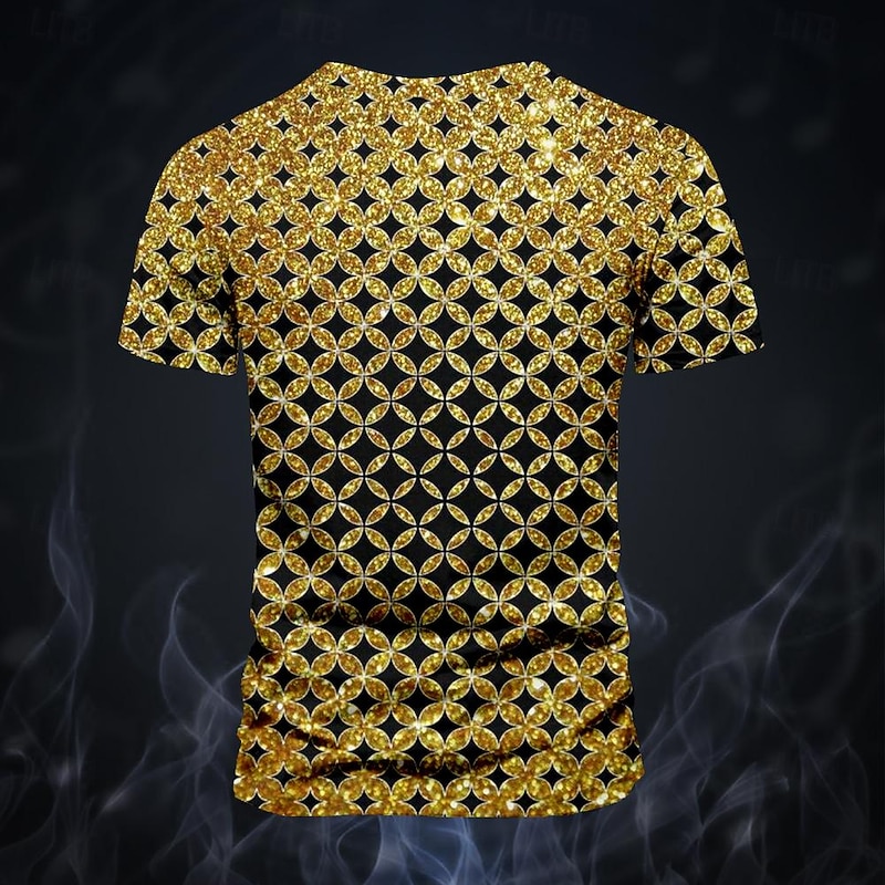 Men's Sparkling Glitter Money T Shirt Short Sleeve T shirt 3D Print Crew Neck Shirt Fashion Exaggerated Designer Street Sports Outdoor Gold Summer Spring Clothing Apparel S M L XL XXL XXXL2