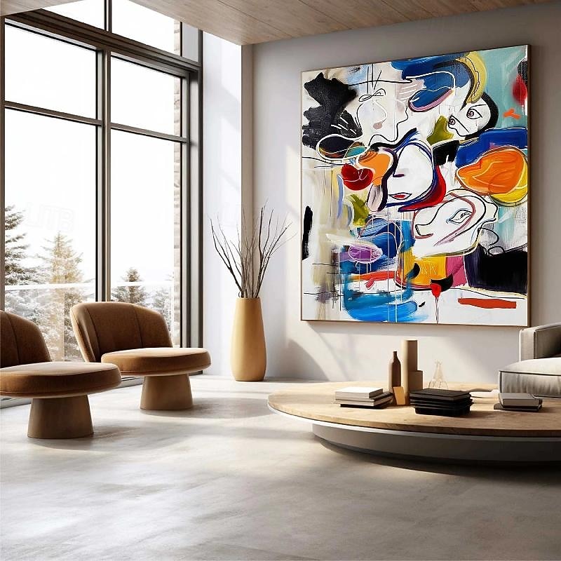 Street art Oil Painting hand painted firgure Textured Canvas Art Modern Art painting Hanmade Ukiyo-e Painting Modern artwork for Living Room Wall Decor4