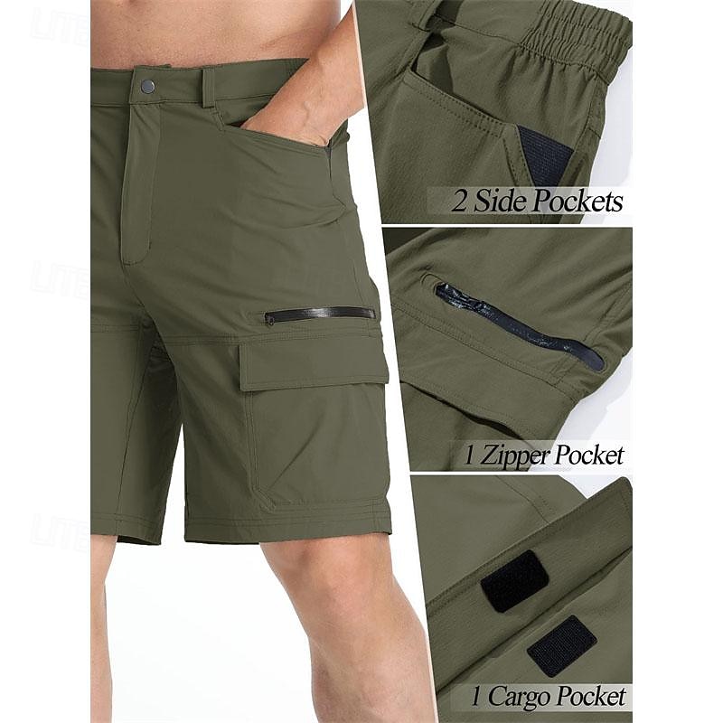 Men's Athletic Shorts Cargo Shorts Outdoor Shorts Hiking Shorts Buttons Pocket Plain Waterproof Breathable Short Outdoor Camping & Hiking Going out Sports Casual Black Green4