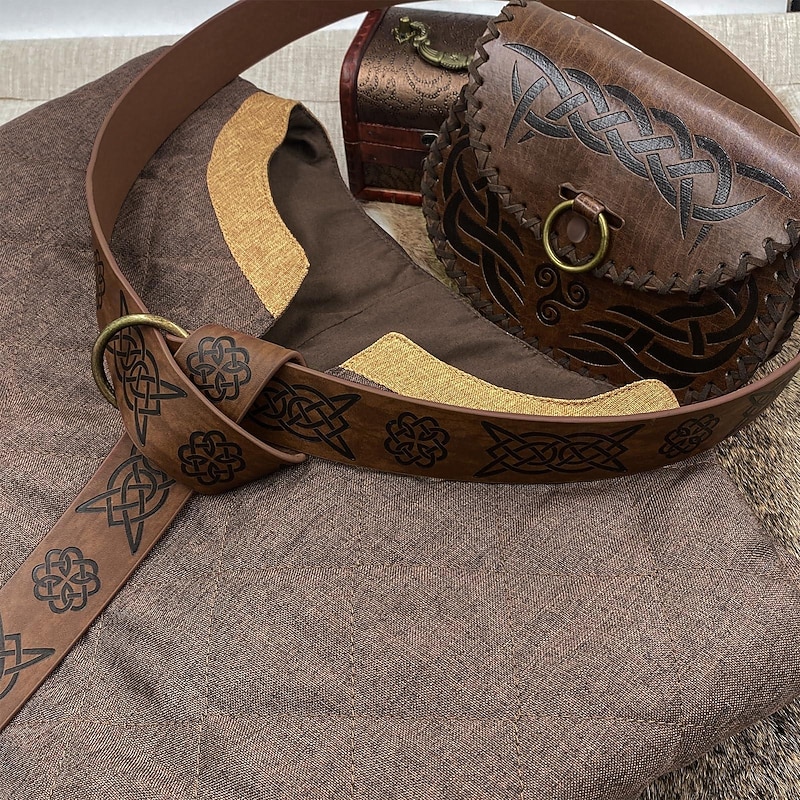 Medieval Renaissance Outfits Waist Belt Belt Pouch Warrior Viking Fancy Dress Men's Viking Halloween Carnival Performance LARP Ren Faire Adults' Vest Bag Waist Belt4