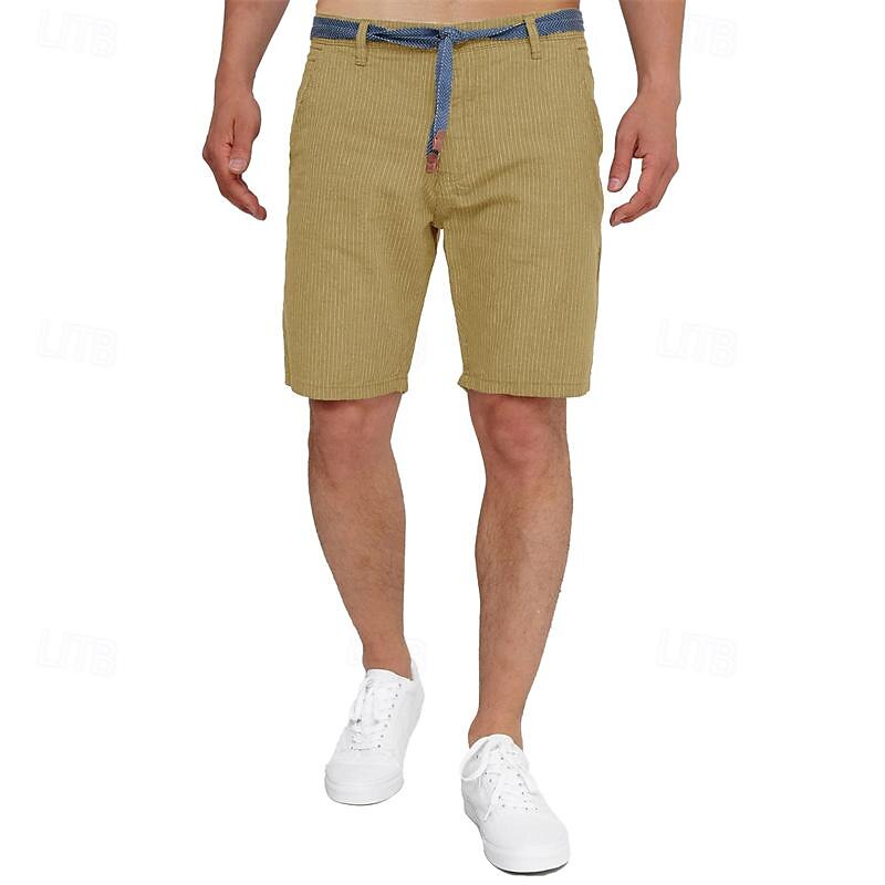 Men's Shorts Work Shorts Casual Shorts Golf Shorts Buttons Pocket Stripe Comfort Knee Length Sports Outdoor Daily Going out Fashion Casual Black White Micro-elastic4