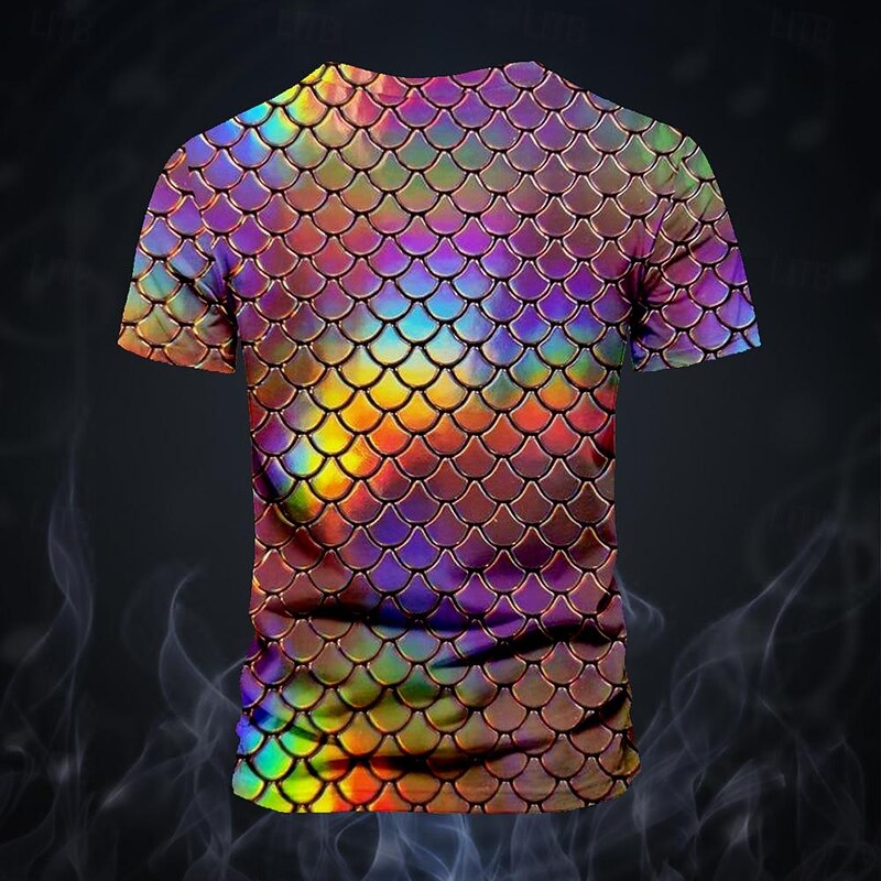 Men's Scales Holographic T Shirt Short Sleeve T shirt 3D Print Crew Neck Shirt Fashion Exaggerated Funny Street Sports Outdoor Rainbow Summer Spring Clothing Apparel S M L XL XXL XXXL2