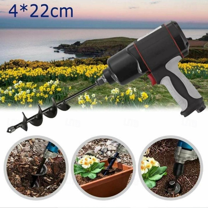 Auger Drill Bit Garden Spiral Hole Drill,Easy Planter Bulb & Bedding Plant Augers -Earth Auger Bit Post Or Umbrella Hole Digger For 3/8