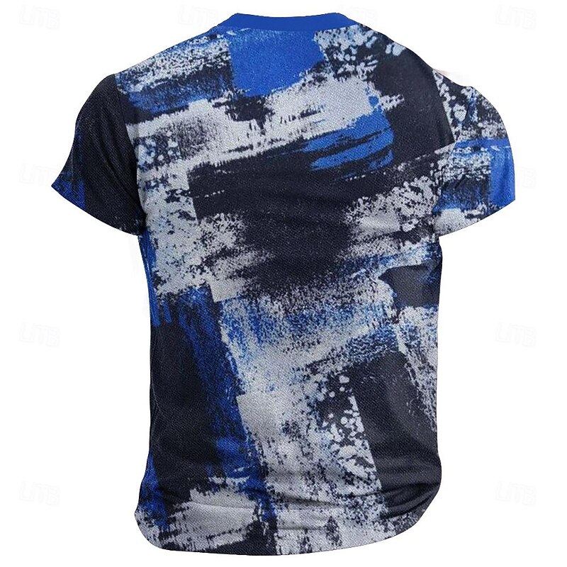 Men's Color Block T shirt Henley Shirt Short Sleeve 3D Print Fashion Daily Designer Street Casual Daily Summer Spring Heather Gray Henley Henley T-Shirt2
