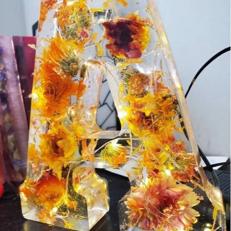 Floral Resin Night Light Letters Gift Illuminate Your Space Enchanting Glow of Floral Resin Night Light for Mother, Grandma,  Sisters Birthday3
