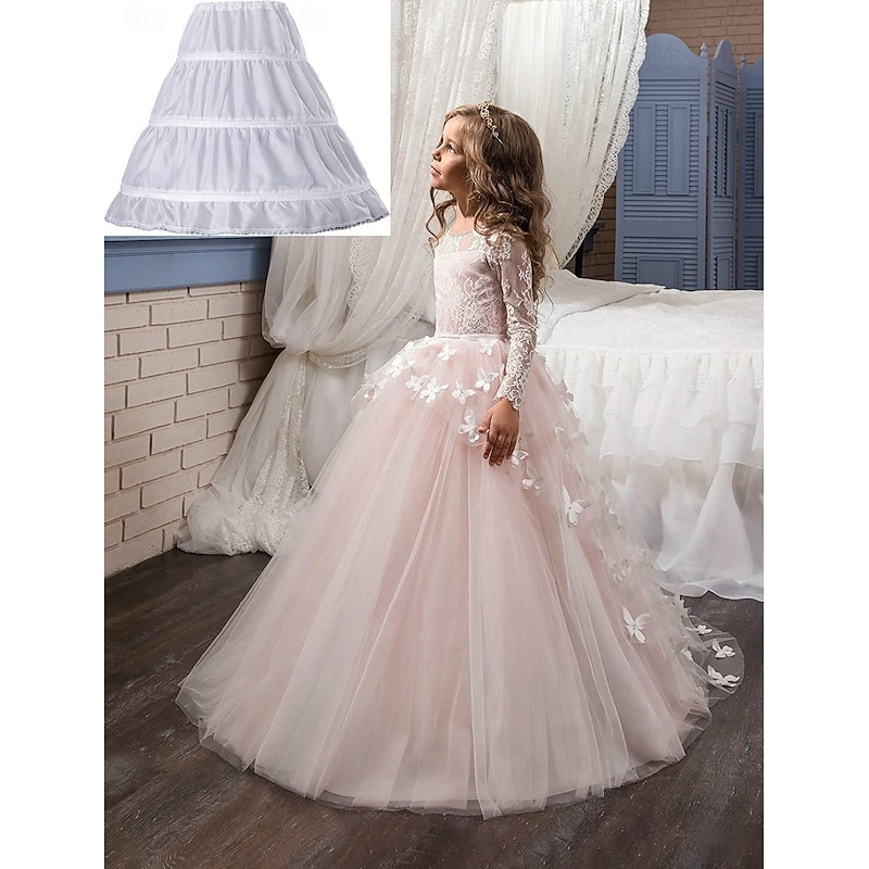 Rococo Baroque Victorian Ankle Length Petticoat Hoop Skirt Under Skirt Crinoline Princess A-Line Fancy Dress Girls' Performance Wedding Wedding Guest Kid's Petticoat4