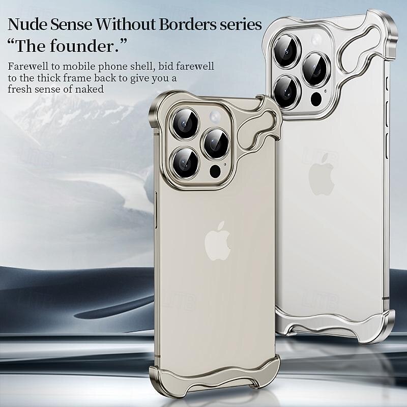 Phone Case For iPhone 17 Pro Max 17 Air 15 14 Pro Max Plus 13 12 11 Pro Max Frameless Bumper Case Detachable Camera Lens Protector Shockproof Plating Metal