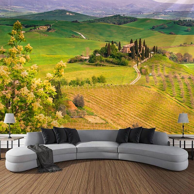 Landscape Fields Hanging Tapestry Wall Art Large Tapestry Mural Decor Photograph Backdrop Blanket Curtain Home Bedroom Living Room Decoration2