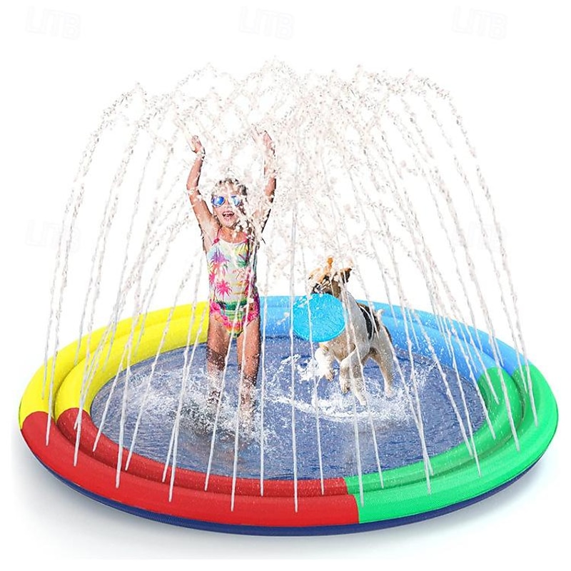 Splash Pad, 67in Anti-Slip Splash Pad for Kids Dogs Thickened Dog Pool Splash Sprinkler Pad Durable Summer Outdoor Water Toys for Baby Toddler Boys Girls Pet