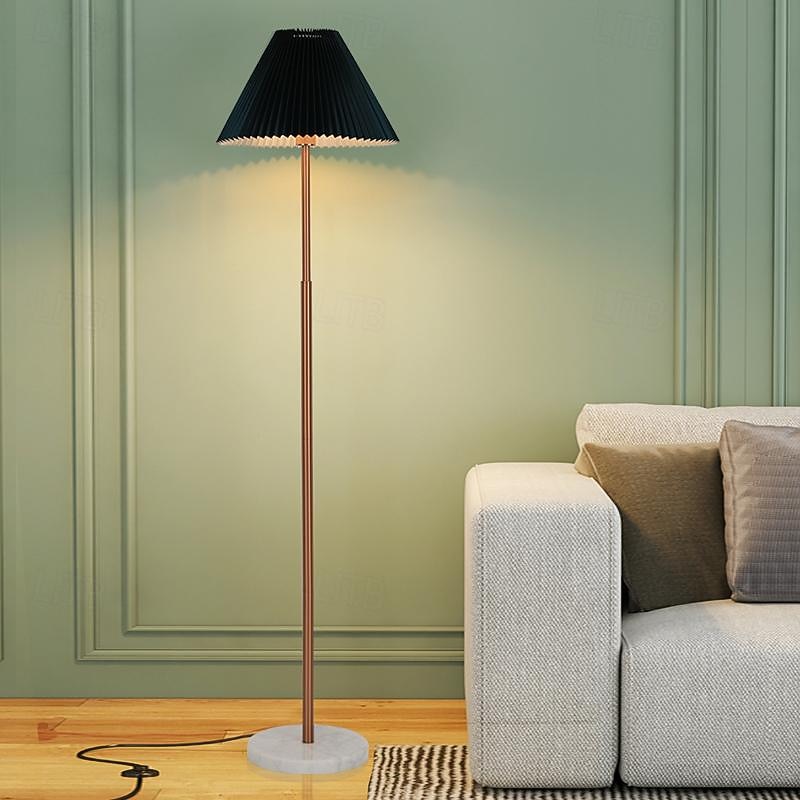 Simple Wood Modern Nordic Solid Wood Apartment House Indoor Floor Lamp Fabric Shade E27 Bedside Lamp Wood Dark Wood2