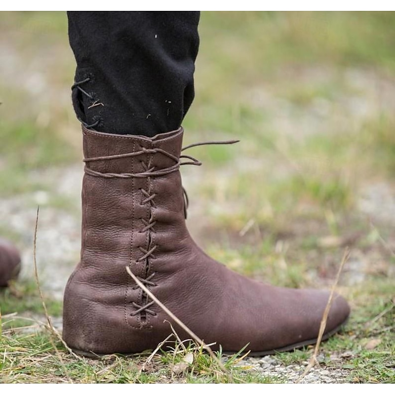 Vintage Medieval Renaissance Shoes Flat Jazz Boots Turn Shoes Pirate Viking Ranger Archery Solid Colored Fancy Dress Men's Women's Unisex Celtic Pirate Fantasy Halloween Carnival Masquerade3