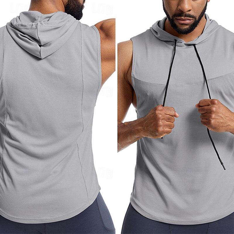 Men's T shirt Hiking Vest Sleeveless Hooded Tank Top Sleeveless Shirt Vest Top Outdoor Quick Dry Soft Sweat wicking Polyester Black White Army Green Climbing Camping / Hiking / Caving Traveling4