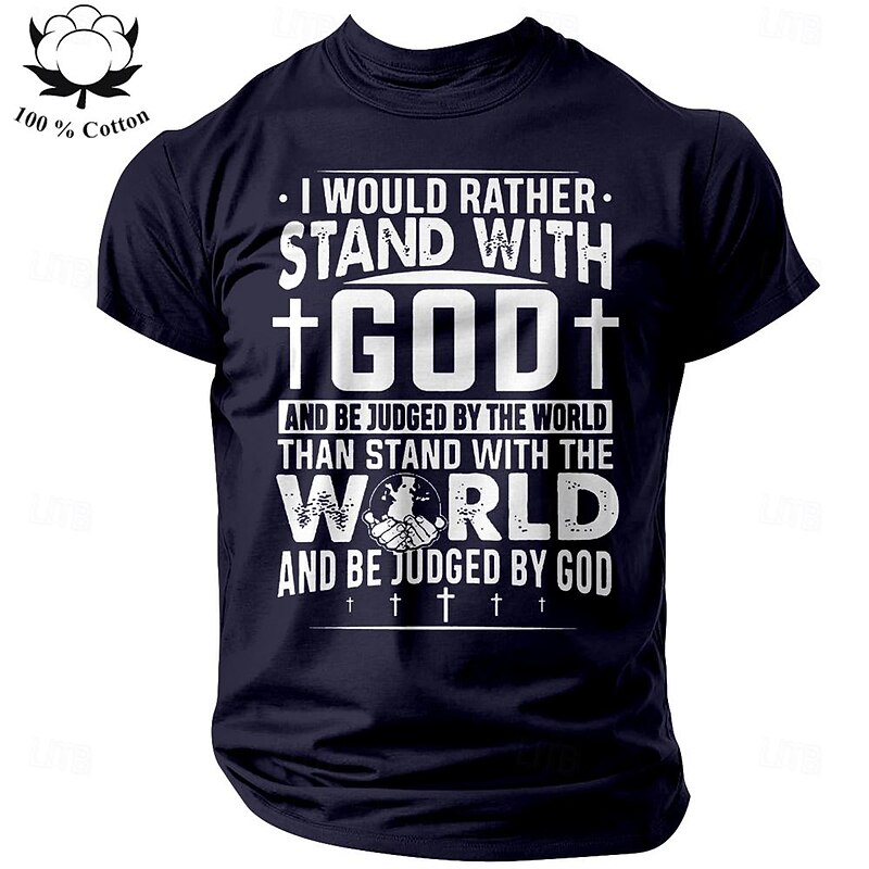 Men's Faith Graphic T-Shirt - Stand with God Christian Religious Tee | Spiritual Lifestyle Apparel, 100% Cotton Short Sleeve