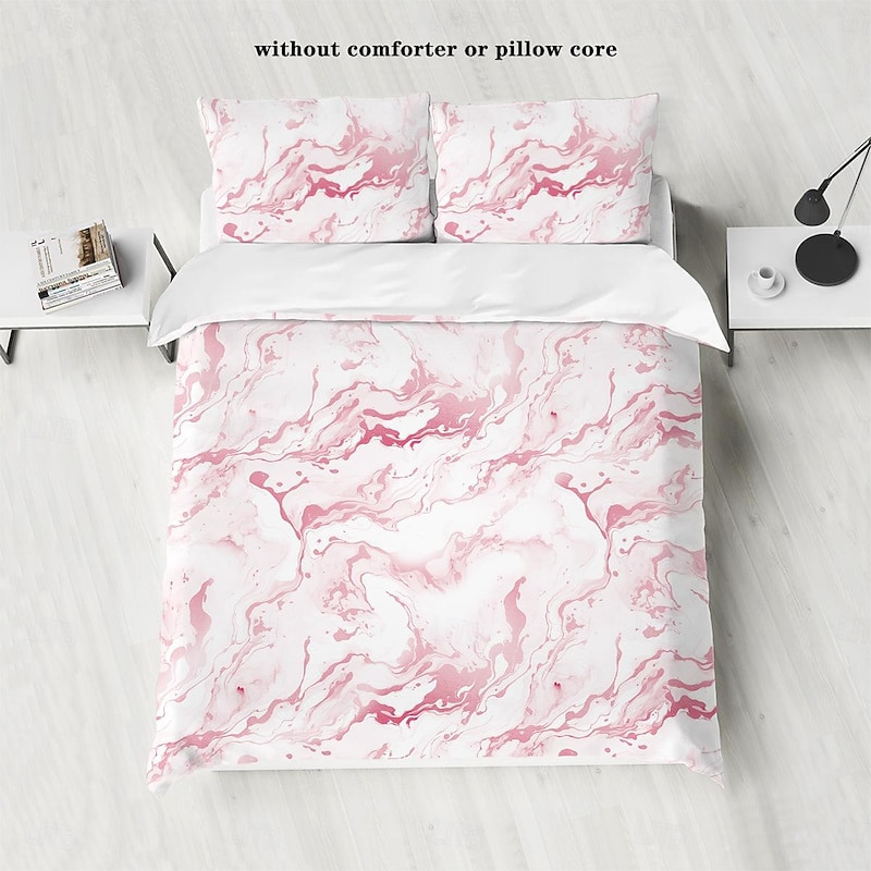 Black White Marble 3D Printed 3-Piece Set of Down Duvet Covers 100% Cotton for Hotels Bedrooms Guest Rooms Bedding Sets Comfy Sets2