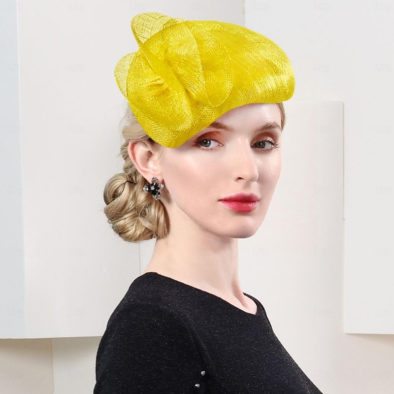 Hats Sinamay Bowler / Cloche Hat Saucer Hat Pillbox Hat Evening Party Cocktail Wedding British With Pure Color Lace Side Headpiece Headwear3