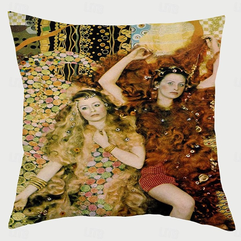 Decorative Toss Pillows Cover 1PC Soft Square Cushion Case Pillowcase for Bedroom Livingroom Sofa Couch Chair Klimt2