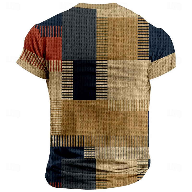 Graphic Color Block Patchwork Vacation Sports Fashion Men's 3D Print T shirt Tee Party Street Sports Outdoor T shirt Rainbow Short Sleeve Crew Neck Shirt Summer Spring Clothing Apparel S-3XL2