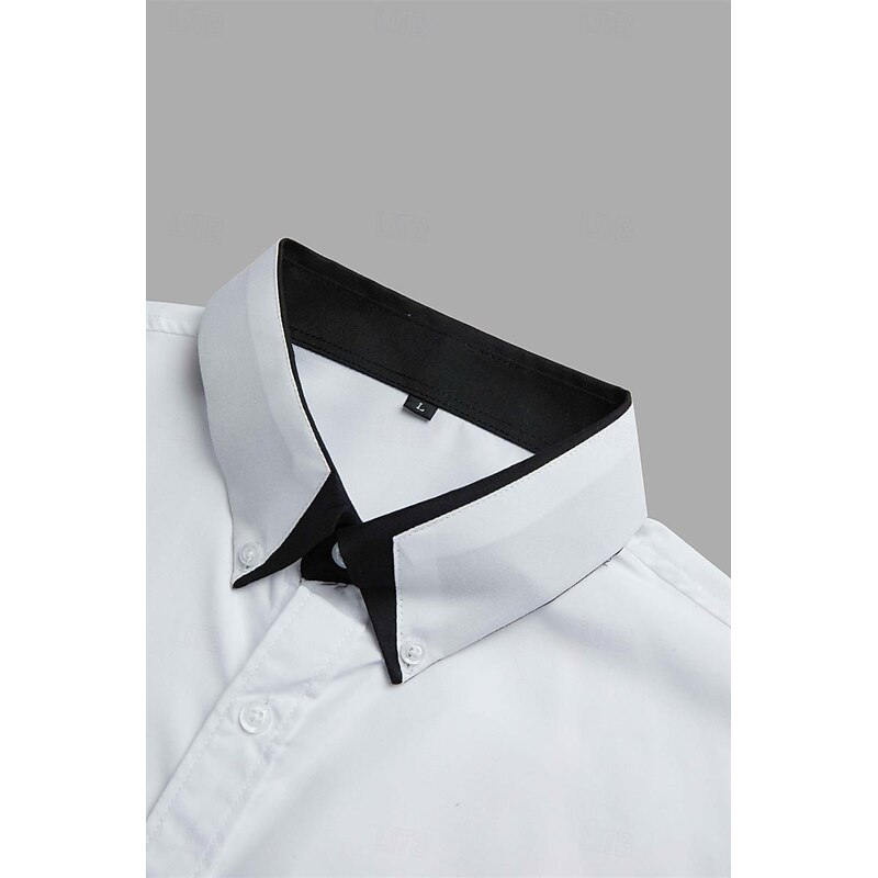 Men's Shirt Summer Shirt Dress Shirt Button Up Shirt Casual Shirt White Navy Blue Blue Long Sleeve Plain Collar Daily Vacation Clothing Apparel Fashion Casual2
