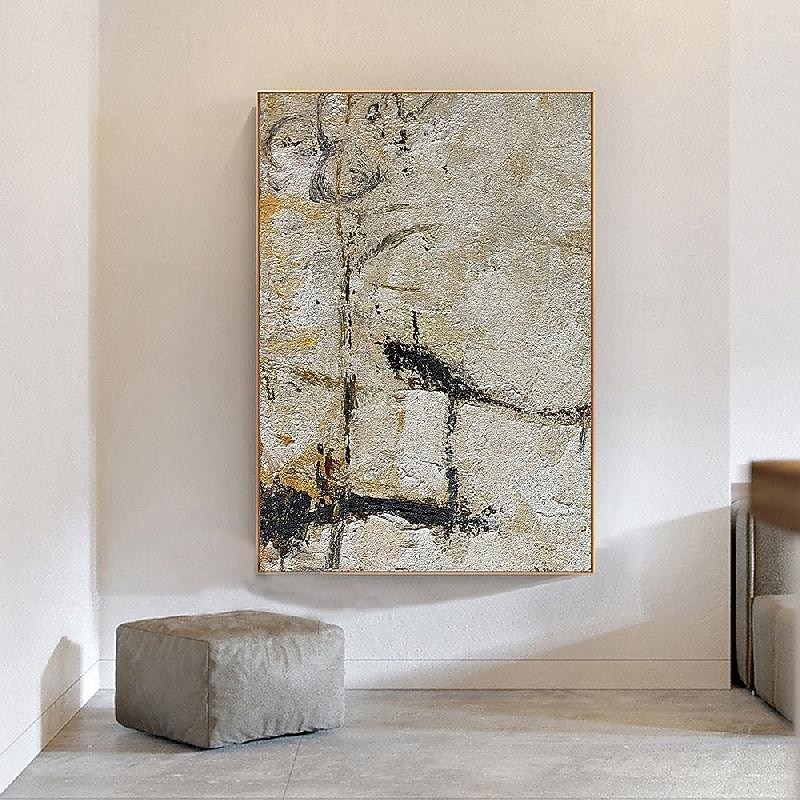 Beige Minimalist oil painting handmade Wall Art Large Abstract Minimalist Grey Painting hand painted Abstract Art painting On Canvas Modern Painting For Living Room bedroom hotel bar wall decoration