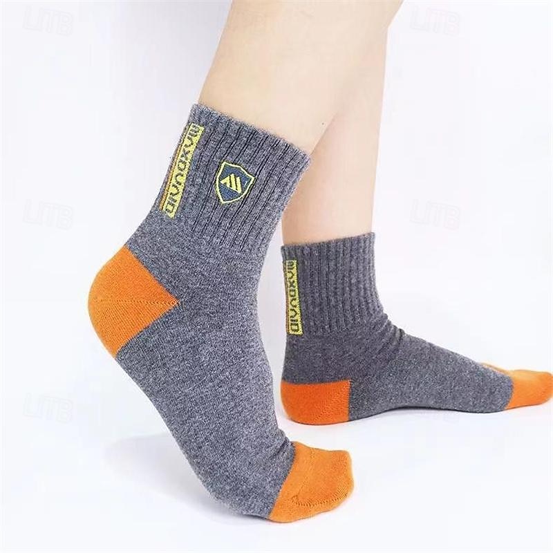 Men's 5 Pack Multi Packs Socks Crew Socks Casual Socks Rainbow Color Plain Sports & Outdoor Daily Vacation Basic Medium Spring Fall Fashion Casual3