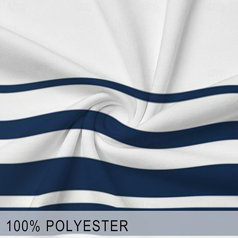 Men's Striped 1776 Zip Polo Shirts Golf Shirt Short Sleeve Polo Shirts Collared Shirts Casual Streetwear Vacation Wear Party Outfits 3D Print Quarter Zip Polo Spring & Summer Blue3