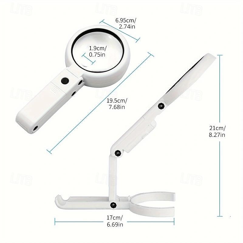 1pc 5X 11X Magnification Support USB Charging With Eight LED Lights Handheld Bracket Type Desktop Magnifier Reading Repair Appreciation Multi-purpose2