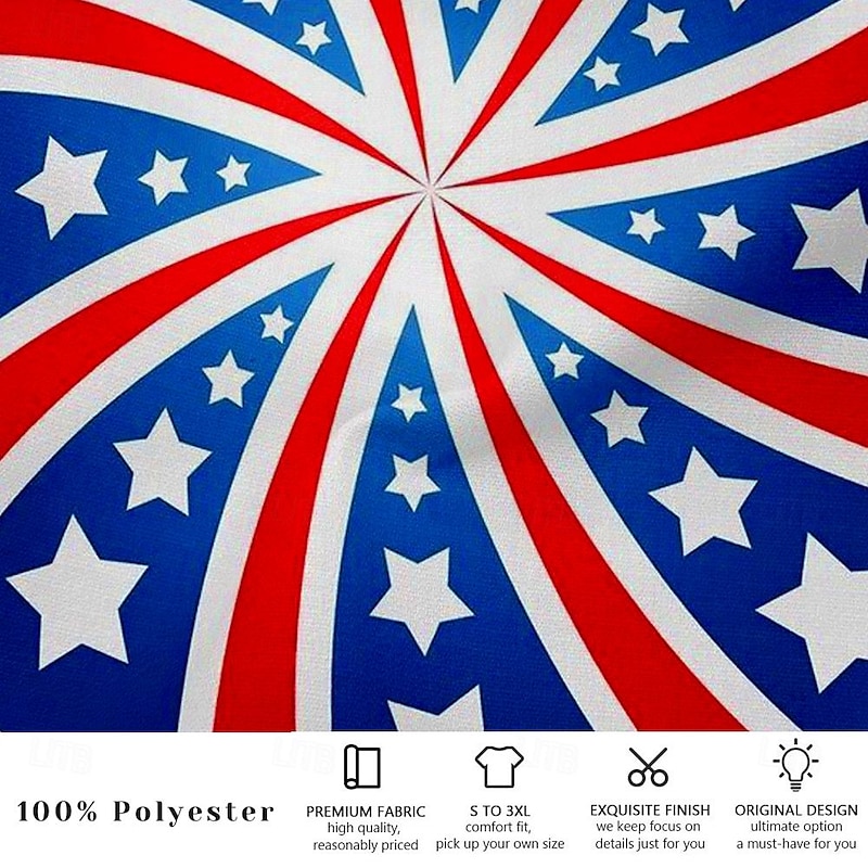 Men's Hawaiian Holiday Casual Flag American Flag Trousers Pants Trousers 3D Print Pocket Straight Leg Trousers Mid Waist Party Evening Dailywear Vacation Summer Spring Blue Relaxed Fit Inelastic4