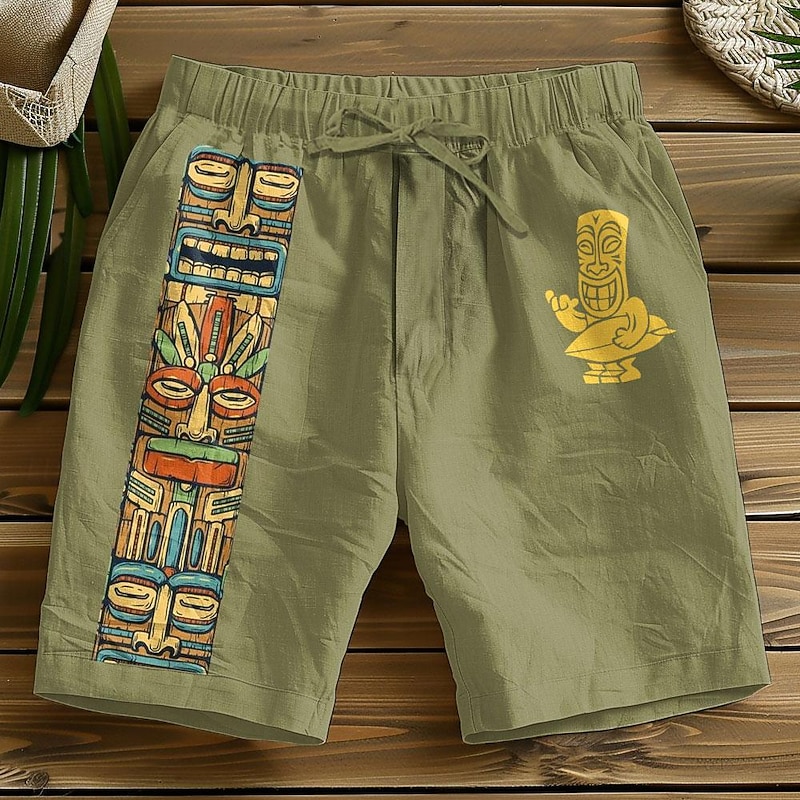 Men's Graphic Shorts Mid Waist Vintage Fashion Ethnic Style Casual Daily Holiday Drawstring Pocket Elastic Waist Designer Clothing Apparel3