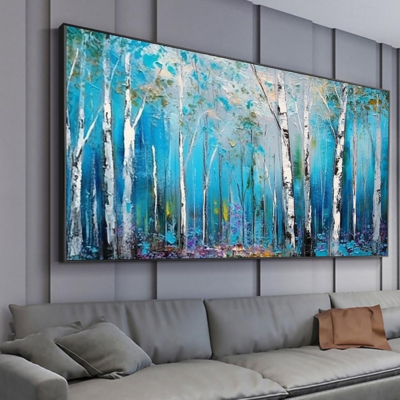 Mintura Handmade Forest Landscape Oil Paintings On Canvas Large Wall Art Decoration Modern Abstract Tree Picture For Home Decor Rolled Frameless Unstretched Painting2