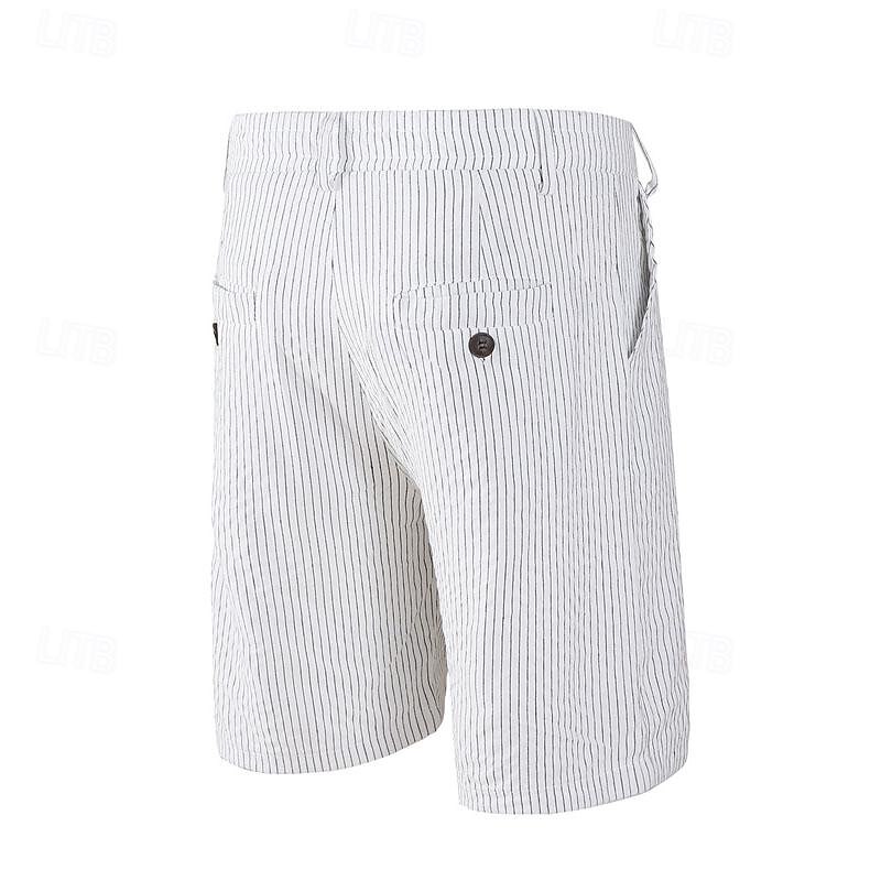 Men's Shorts Work Shorts Casual Shorts Golf Shorts Buttons Pocket Stripe Comfort Knee Length Sports Outdoor Daily Going out Fashion Casual Black White Micro-elastic3
