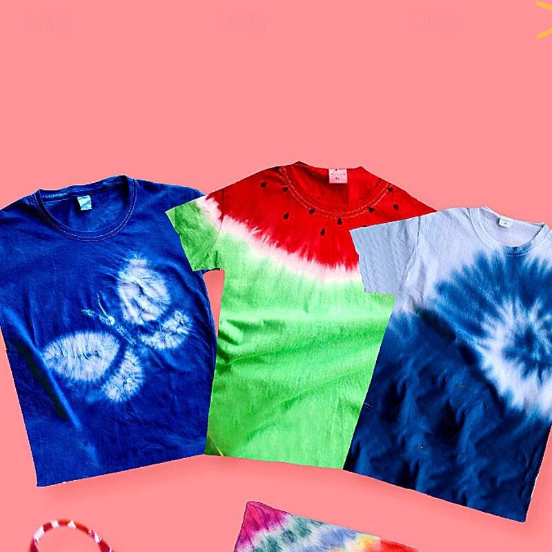 Tie Dyed T-Shirt Pure Cotton White Short Sleeved Wax Dyed White Embryo Clothing Handmade Activity Hand Drawn Painted Graffiti