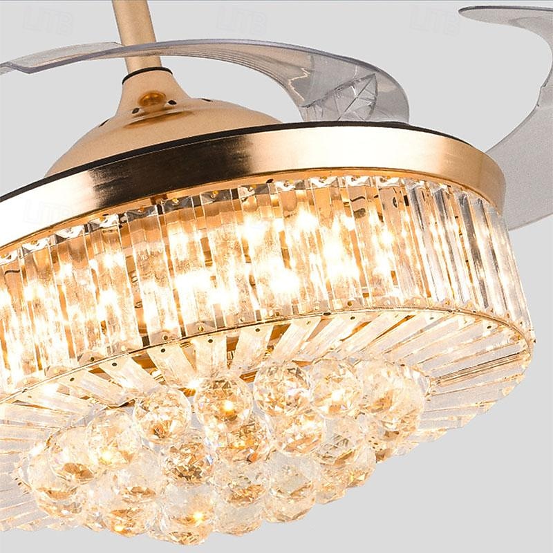 LED Ceiling Fans 48cm 1-Light Dimmable Electroplated Finishes Modern Nordic Style Outdoor Shops Cafes ONLY DIMMABLE WITH REMOTE CONTROL2