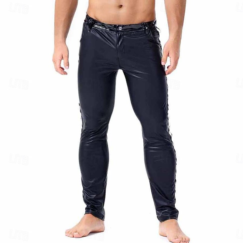 Dance Costumes Exotic Dancewear Pole dance Pants Pure Color Splicing Men's Performance Training Natural PU