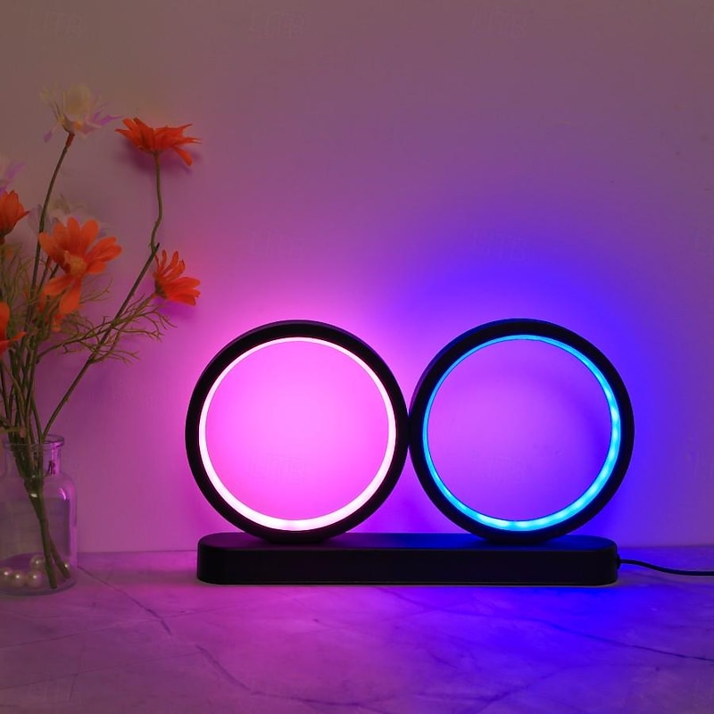 RGB Circle LED Table Lamp Minimalist Nordic Modern Decorative LED Desk Lamp for Living Room Bedroom LED colorful Lamp